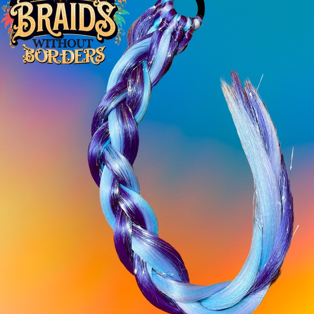 Colorful Ponytail Extensions-Purple/Blue/Tinsel - Picture 3 of 3